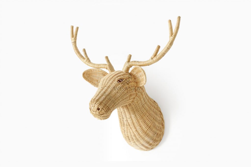 Bambi The Deer Head Wall Decoration - Rattan Kids Animal Wall Head