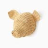 Hamlet The Pig Head Wall Decoration - Rattan Kids Animal Wall Head