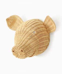 Hamlet The Pig Head Wall Decoration - Rattan Kids Animal Wall Head