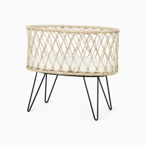 Oval Baby Crib - Rattan Baby Bassinet Furniture