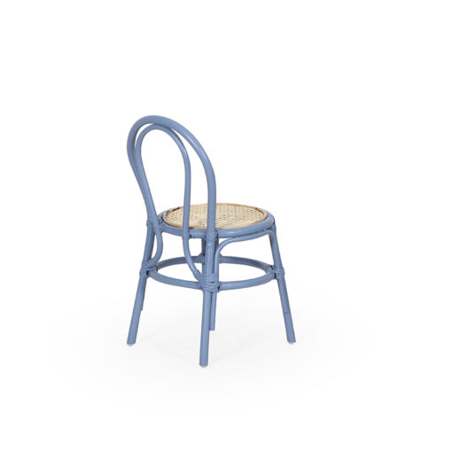 Kala Dark Blue Rattan Kids Chair - perspective rear
