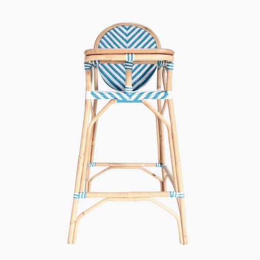 Blue Rattan Baby High Chair - Front View