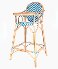 Blue Rattan Baby High Chair - Perspective View