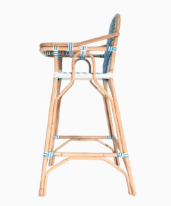 Blue Rattan Baby High Chair - Side View