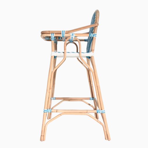 Blue Rattan Baby High Chair - Side View